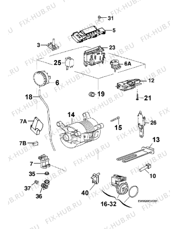 Схема №1 LAV48380 с изображением Модуль (плата) для стиралки Aeg 973913204401019